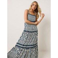 Long Tall Sally Squiggle Print Ric Rac Maxi Dress - Blue
