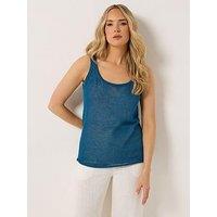 Long Tall Sally Premium Linen Knit Vest - Blue