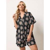 Yours Curve Textured Resort Shirt - Black