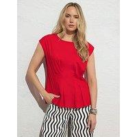 Long Tall Sally Grown On Sleeve Pleated Top - Red