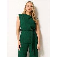 Long Tall Sally Sleeveless Textured Belt Top - Green