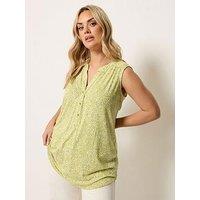 Yours Curve Printed Sleeveless Blouse - Green