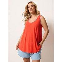 Yours Curve Whipstitch Swing Vest - Orange