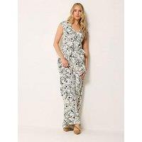 Long Tall Sally Sketch Floral Jumpsuit - Cream