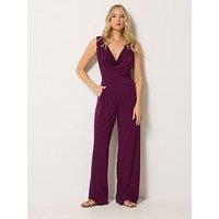 Long Tall Sally Cowl Neck Ity Sleeveless Jumpsuit - Purple