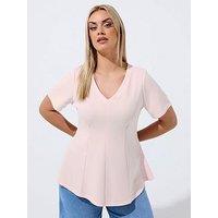 Yours Curve V Neck Corset Shaping Top - Pink