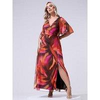 Yours Curve Abstract Wrap Mesh Dress