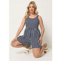 Yours Curve Textured Playsuit - Blue