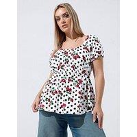 Yours Curve Polka Dot Bardot Top