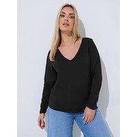 Yours Curve Long Sleeve Top - Black