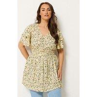 Yours Curve Ditsy Print Flutter Sleeve Top