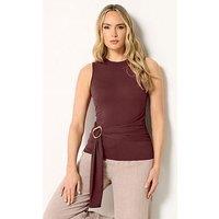 Long Tall Sally Grown On Sleeve Belted Top - Black