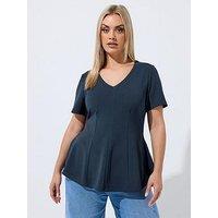 Yours Curve V Neck Corset Shaping Top - Black
