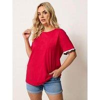 Yours Curve Metallic Crochet Trim T-Shirt