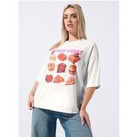 Yours Curve 'Sweet Treat' Slogan T-Shirt - White