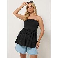 Yours Curve Peplum Tube Top - Black