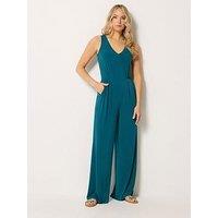 Long Tall Sally V Neck Sleeveless Jumpsuit - Blue