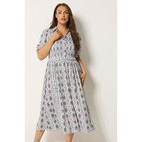 Yours Curve Shirred Short Sleeve Maxi Dress