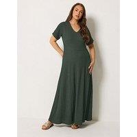 Yours Curve Textured Maxi Dress - Green