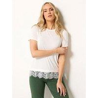 Long Tall Sally Lace Hem T-Shirt - Black