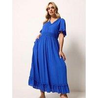 Yours Curve Crochet V Maxi Dress - Blue