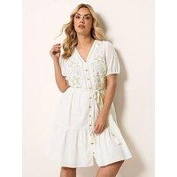 Yours Curve Cornelli Shirt Dress - White