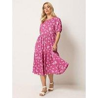 Yours Curve Puff Sleeve Tiered Dress