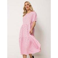 Yours Curve Puff Sleeve Tiered Dress
