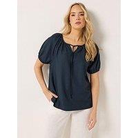 Long Tall Sally Short Sleeve Gypsy Linen Top - Black