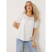 Long Tall Sally Short Sleeve Gypsy Linen Top - White