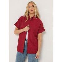 Long Tall Sally Short Sleeve Linen Shirt - Berry