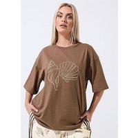 Yours Curve Embroidered Shell Longline T-Shirt
