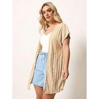 Yours Curve Space Dyed Rib Cardigan - Black