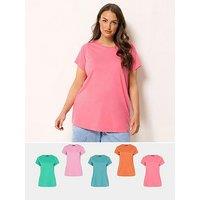 Yours Curve 5 Pack Short Sleeve Core Basic T-Shirt