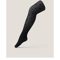 Monsoon Girls Semi Sheer Bow Tights - Black