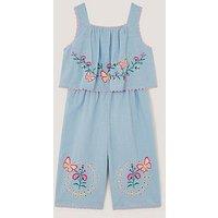 Monsoon Girls Butterfly Culotte Jumpsuit - Blue
