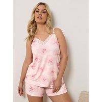 Yours Curve Soft Touch Cami Pyjama Set - Pink