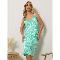 Yours Curve Soft Touch Abstract Chemise - Green