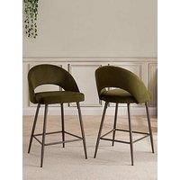 Dusk Lola Set Of 2 Barstools - Rich Green