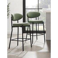 Dusk Mia Set Of 2 Barstools - Matte Velvet - Sage Green