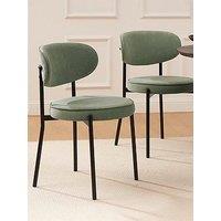 Dusk Mia Set Of 2 Dining Chairs - Matte Velvet - Sage Green
