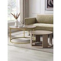 Dusk Evie Round Nesting Coffee Table - Taupe