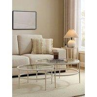 Dusk Glass Round Nesting Coffee Tables - Stone