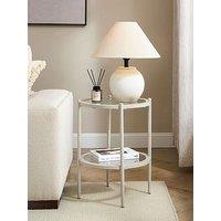 Dusk Glass Round Side Table - Stone