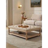 Dusk Knaresborough Button Back Coffee Table Pouffe - Oatmeal