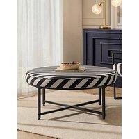 Dusk Northwich Black Metal Frame Pouffe - Mono Stripe