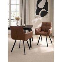 Dusk Brooke Dining Chair - Faux Leather - Tan