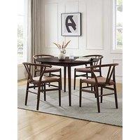 Dusk Heidi Solid Oak 4-6 Seater Round Dining Table - Walnut