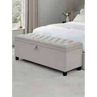 Dusk Middleton Button Back Storage Ottoman - Linen Natural