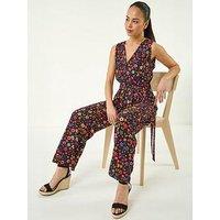Roman Petite Ditsy Wrap Bodice Jumpsuit